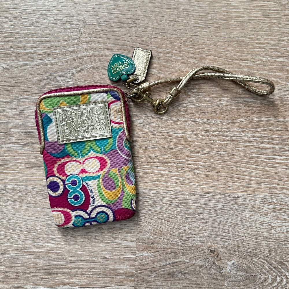 Coach Poppy Pop C Graffiti Small Wristlet Phone Pouch